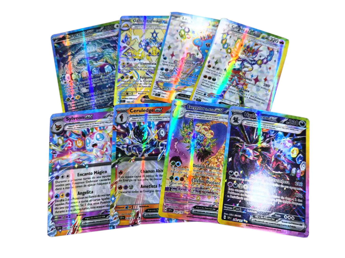 100Pcs Portuguese Pokemon Cards Terastal Pikachu Vstar Vmax GX Letter Rainbow Arceus Shiny Charizard trade card children toy