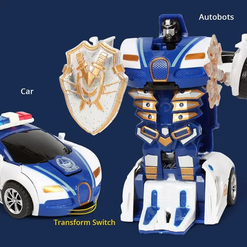 2 in 1 One-key Collision Deformation Car Toys Automatic Transformation Robot Plastic Vehicles Boys Toy Model Car Kids Baby Gift