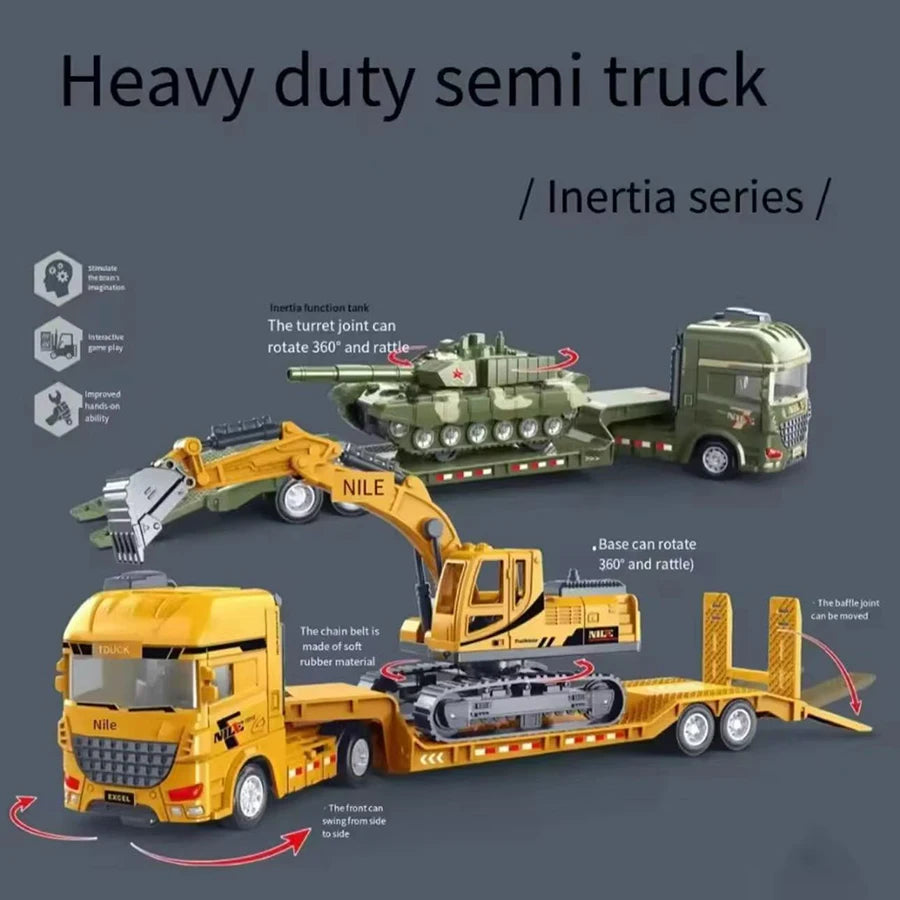 1pcs Scale-carrier container engineering set vehicle excavator transport truck model inertial car education toys gift for childr