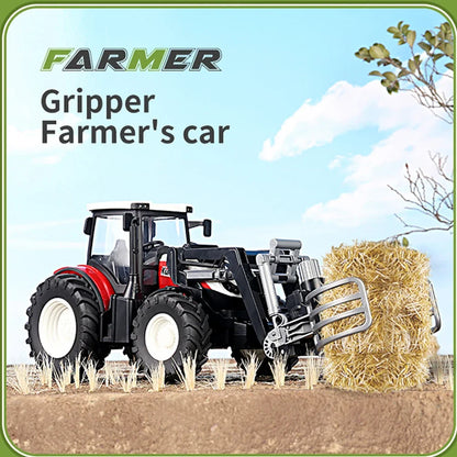 1/24 2.4G RC Farmer Car Toys Set for Children Remote Control Tractor Trailer with Lights Electric Farm Vehicle Truck Kids Gifts