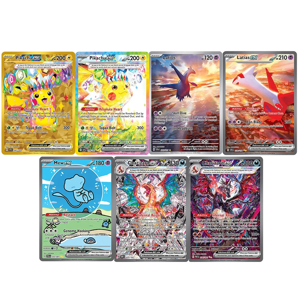 PKM Holographic PROXY Cards Scarlet-Violet Series Latias EX Pikachu EX Alolan Exeggutor PTCG Game Collection Cards Game Toys