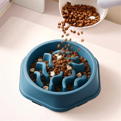 Pet supplies Cat Dog Slow Food Bowl Fat Help Healthy Round Anti-choking Thickened And Non-slip Multiple Colors Shapes