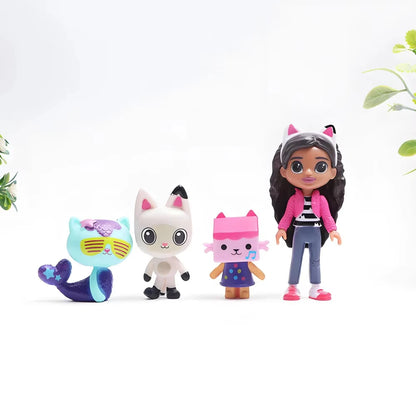 Hot 13pcs Gabby Dollhouse Anime Figure Toy Smiling Car Cat Hug Gaby Girl Dolls Mercat Cartoon Action Figure Xmas Birthday Gifts