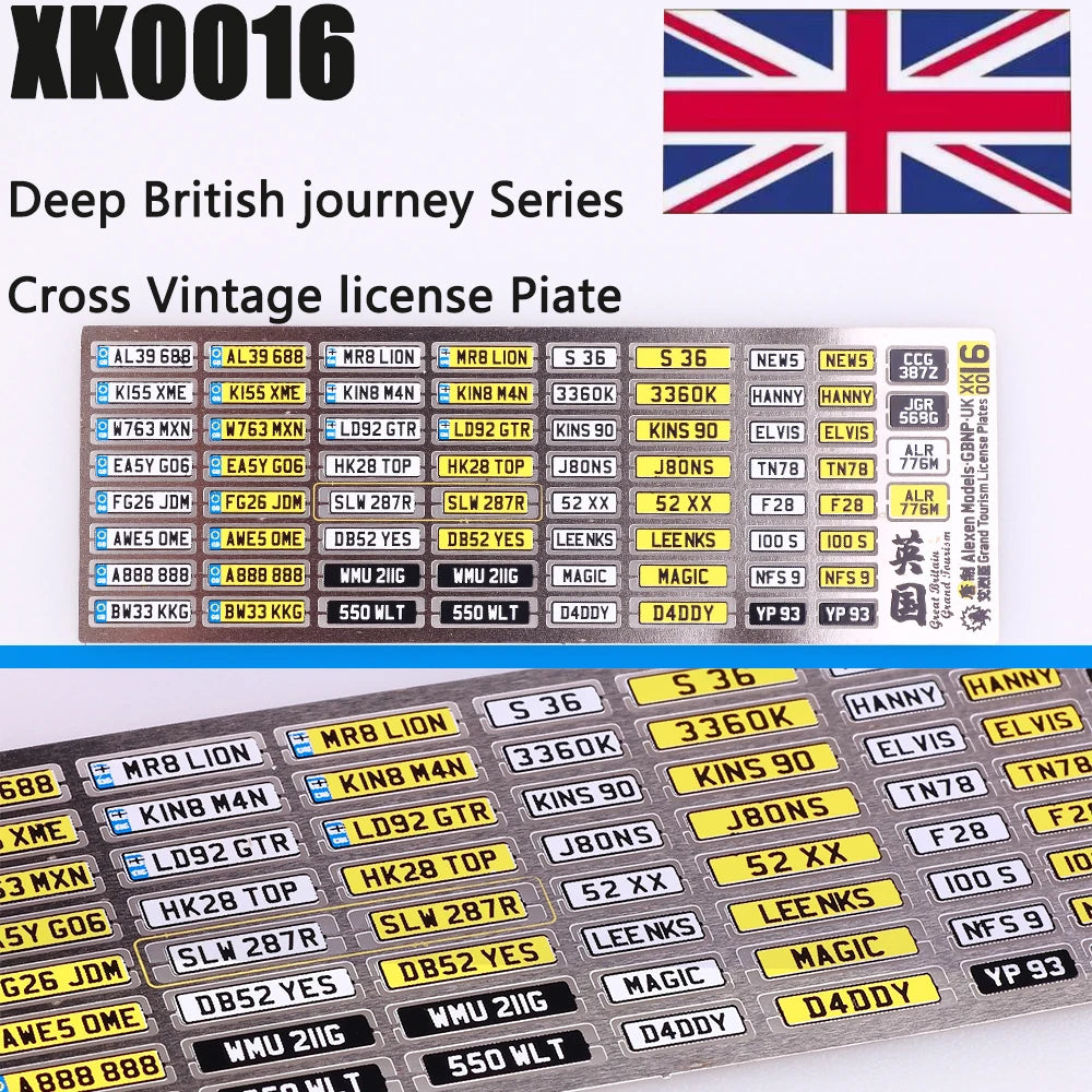 1:64 Alloy Car Model Alexen XK0001-XK0023 Metal License Plate Number Plate 1/64 Model Accessories Making Tools Hobbyist DIY