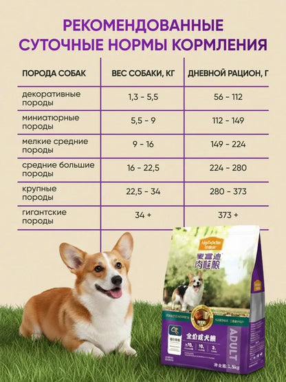 Myfoodie dry dog food, with duck chunks and calcium-rich milk granules, 1.5 kg