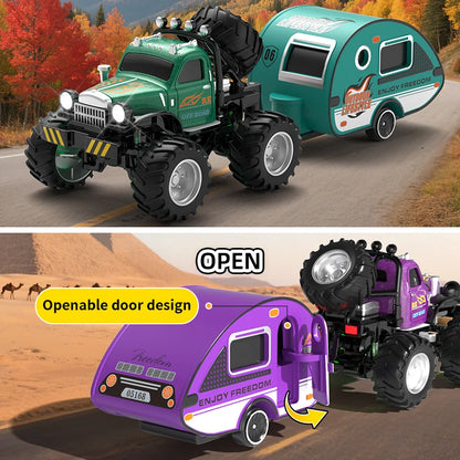 Q222 Q223 1:64 Mini RC Truck with Trailer Monster-Regulating Alloy All Terrain Remote Control Model Cars Toys for Kids Gift