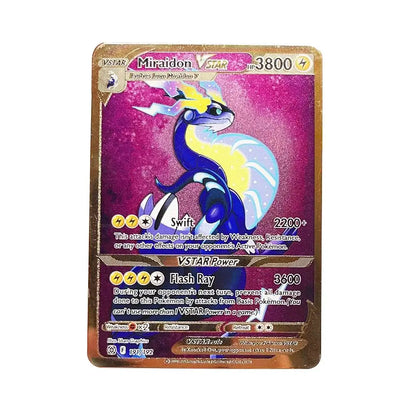 2025 NEW Pokemon Metal Card 10000 Points Arceus Charizard Super Card Golden English Mewtwo Vmax GX EX Anime Collection Cards Gif