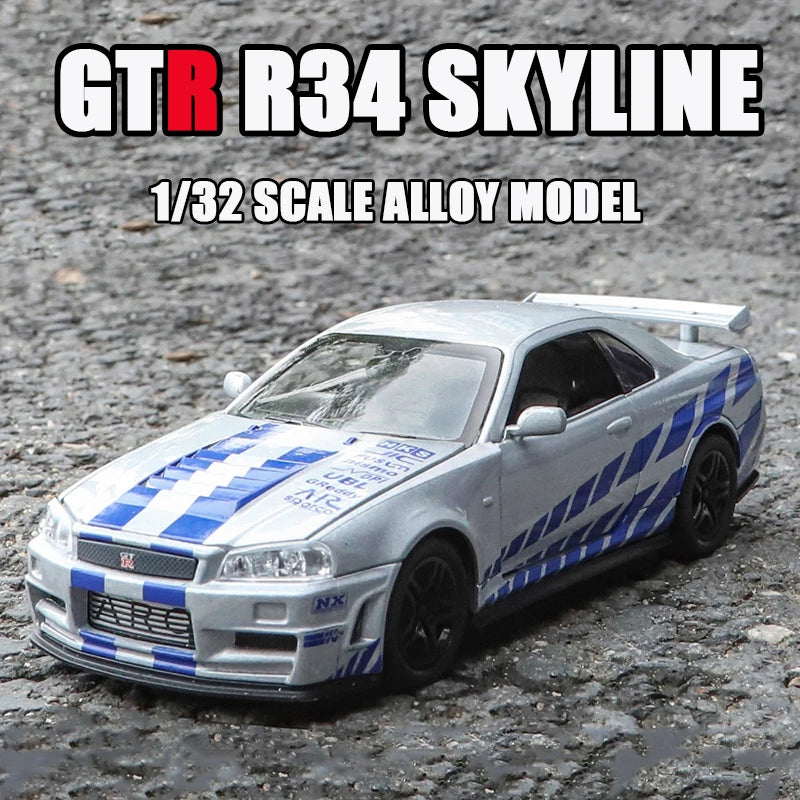 1:32 GTR R34 SKYLINE Fast Alloy Simulation Car Model Diecasts & Toy Vehicles And Furious Cars Decoration toy for Gift