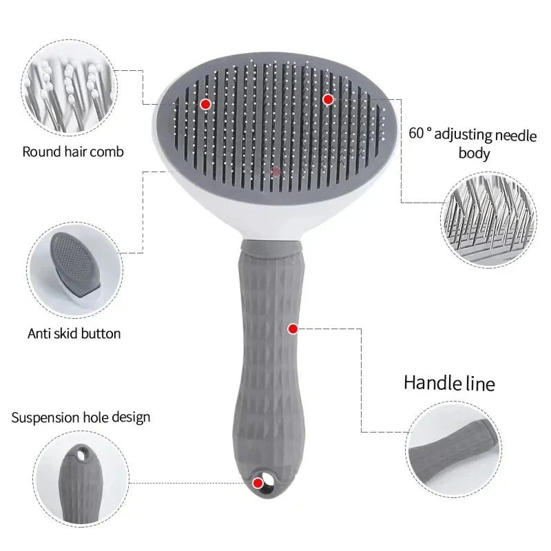 Self-Cleaning Pet Dog & Cat Brush, Hair Remover Grooming Tool for Dogs and Cats, Dematting Comb