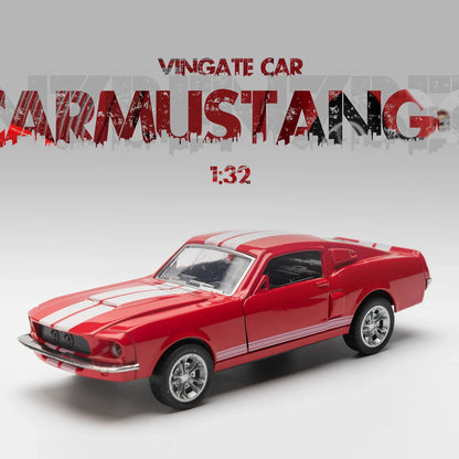 1:32 Alloy Diecast Classic Ford Mustang GT 1967 GT500 Vintage Model Classic Pull Back Toy Car Miniature Vehicle Replica Kid Gift