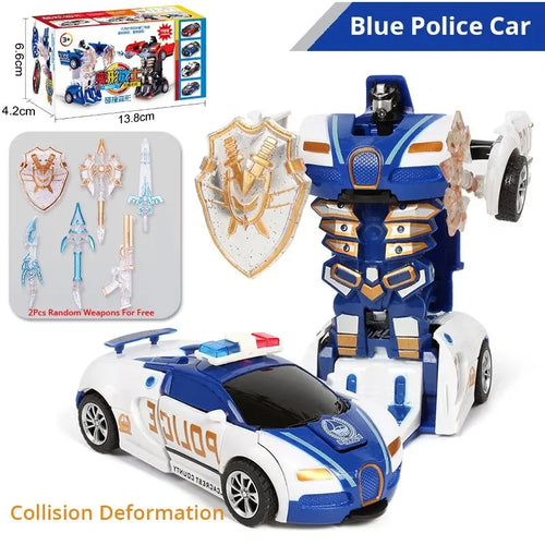 2 in 1 One-key Collision Deformation Car Toys Automatic Transformation Robot Plastic Vehicles Boys Toy Model Car Kids Baby Gift