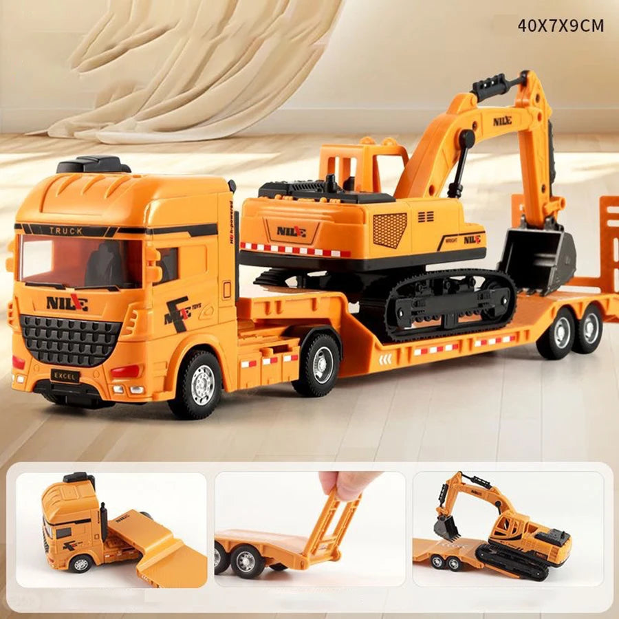 1pcs Scale-carrier container engineering set vehicle excavator transport truck model inertial car education toys gift for childr