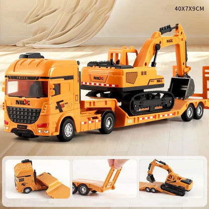 1pcs Scale-carrier container engineering set vehicle excavator transport truck model inertial car education toys gift for childr