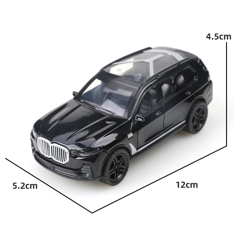(Bagged) 1/36 scale replica X5 off-road toy car model, die-cast metal, boy's toy, three doors can be opened, pullback function.