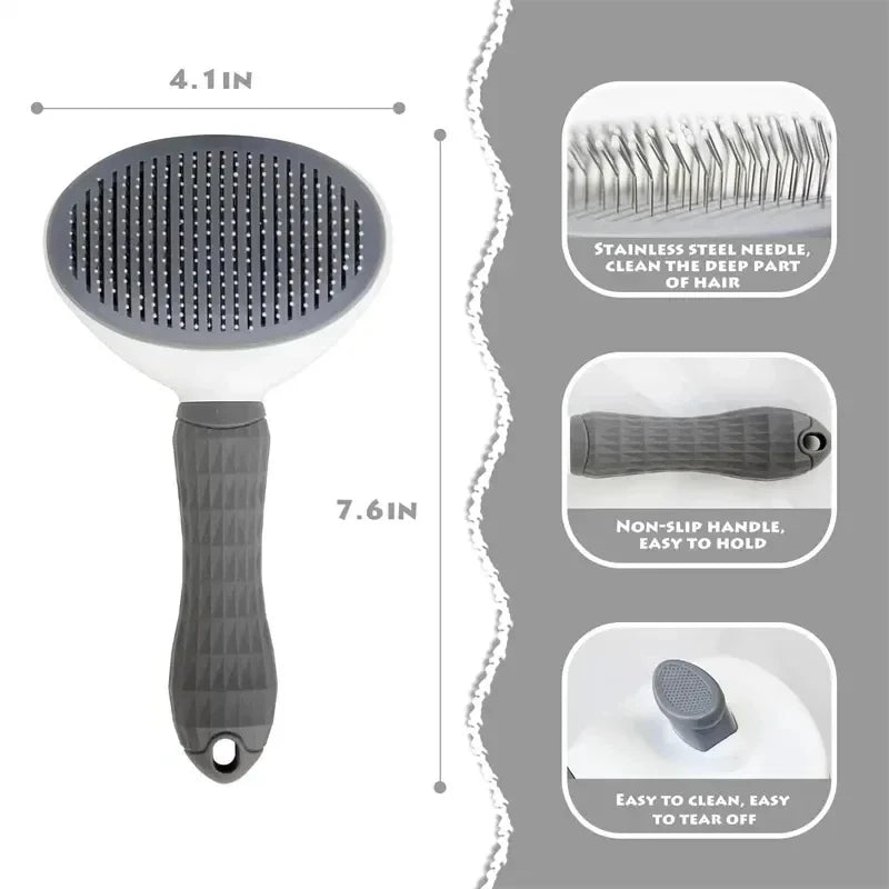 Self-Cleaning Pet Dog & Cat Brush, Hair Remover Grooming Tool for Dogs and Cats, Dematting Comb