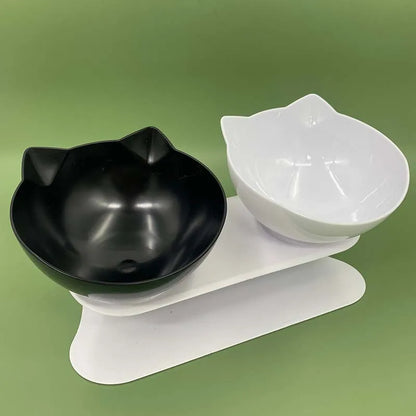 Cat Bowls, Cat Food Bowls Elevated Tilted, Anti Vomiting Kitty Bowl for Puppy and Bunny, Orthopedic for Indoor Cats