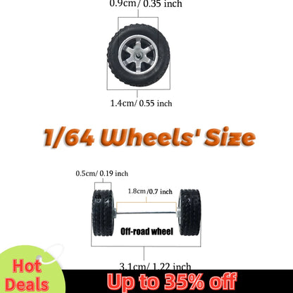 1/64 14mm Rubber Tires Tyre band letter & Diecast Car Wheels for 1:64 For Off-Road Dedicated to Pickup Trucks,Large Sedan(1 Set)