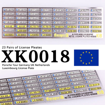 1:64 Alloy Car Model Alexen XK0001-XK0023 Metal License Plate Number Plate 1/64 Model Accessories Making Tools Hobbyist DIY