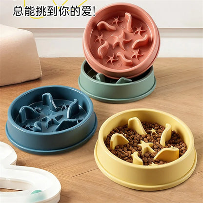Pet supplies Cat Dog Slow Food Bowl Fat Help Healthy Round Anti-choking Thickened And Non-slip Multiple Colors Shapes