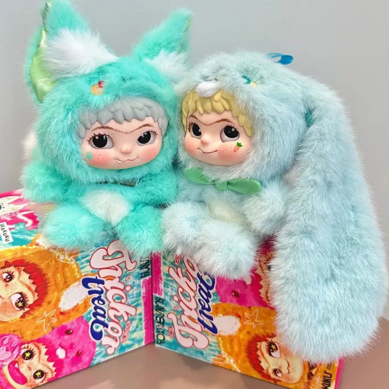 Wakuku V2 Blind Box Fox & Bunny Trick Or Treat Series Vinyl Doll Suprise Bag Keychain Trendy Toys Mystery Box Customized Gifts