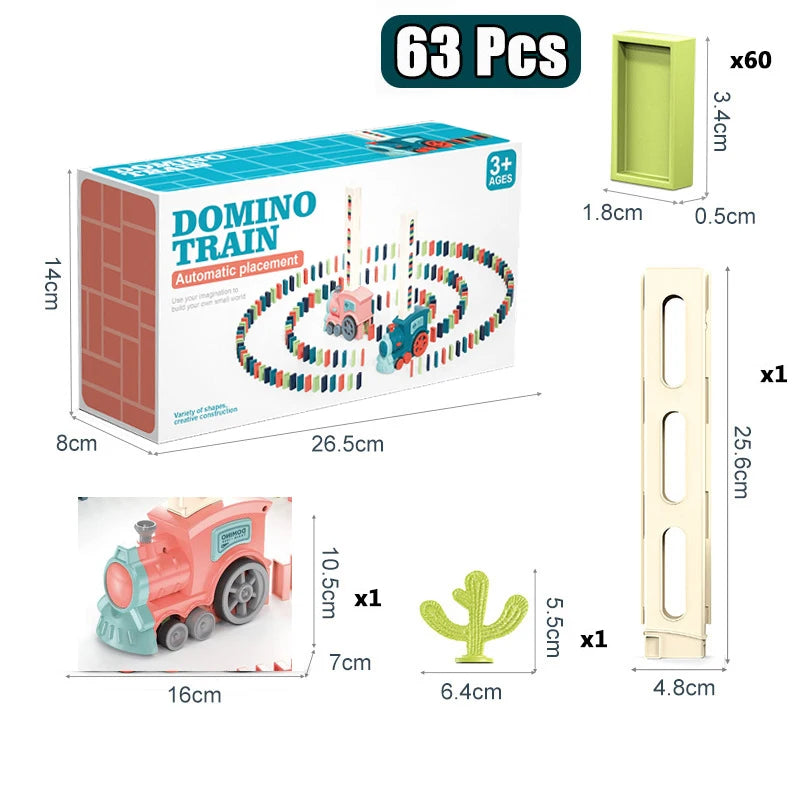 Kids Automatic Laying Domino Train Electric Car Dominoes Clips and Domino Accessories Brick Blocks Kits Games Educational Toys C