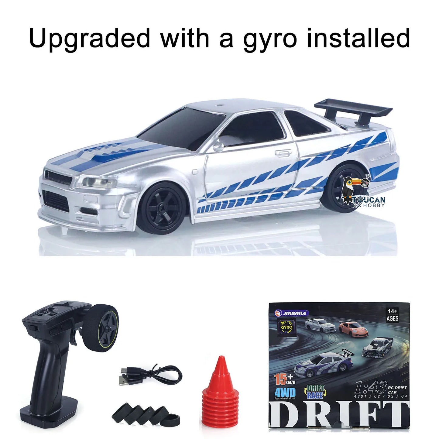 New RC Drift Car Upgraded Gyro 1/43 Racing RTR 4WD Four-wheel Drive High Speed Radio Control Model 2.4g Drift Race Car Mini Gift