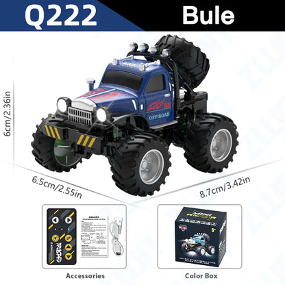 Q222 Q223 1:64 Mini RC Truck with Trailer Monster-Regulating Alloy All Terrain Remote Control Model Cars Toys for Kids Gift