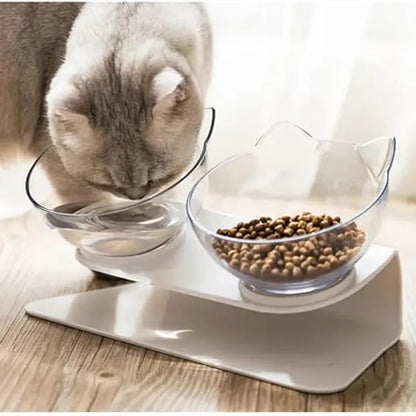 Cat Bowls, Cat Food Bowls Elevated Tilted, Anti Vomiting Kitty Bowl for Puppy and Bunny, Orthopedic for Indoor Cats