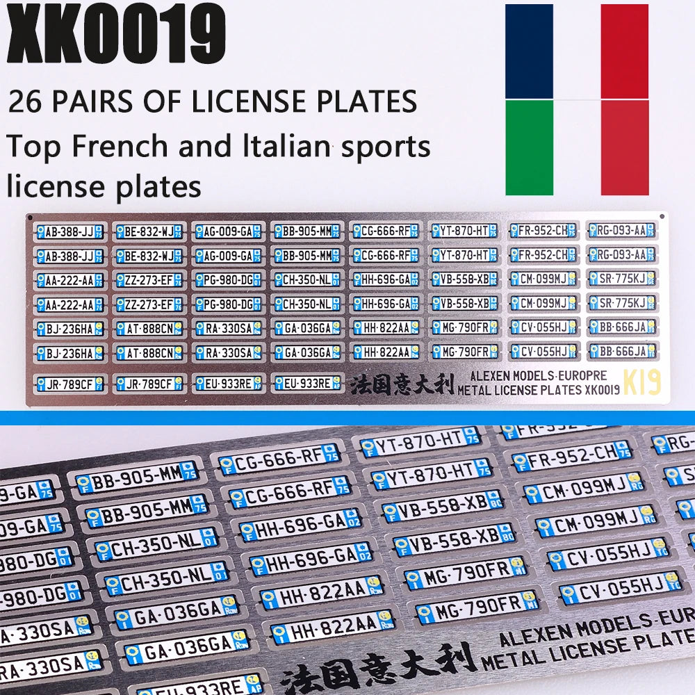 1:64 Alloy Car Model Alexen XK0001-XK0023 Metal License Plate Number Plate 1/64 Model Accessories Making Tools Hobbyist DIY