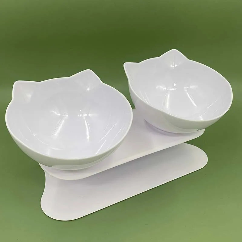 Cat Bowls, Cat Food Bowls Elevated Tilted, Anti Vomiting Kitty Bowl for Puppy and Bunny, Orthopedic for Indoor Cats