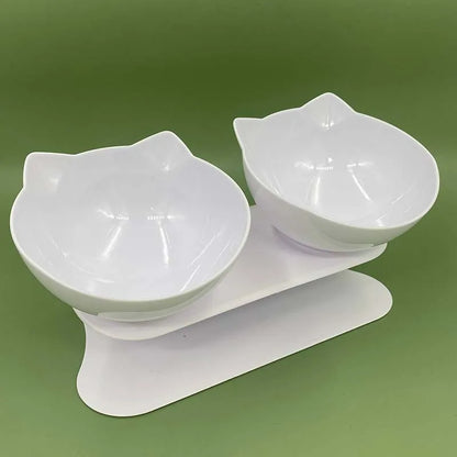 Cat Bowls, Cat Food Bowls Elevated Tilted, Anti Vomiting Kitty Bowl for Puppy and Bunny, Orthopedic for Indoor Cats