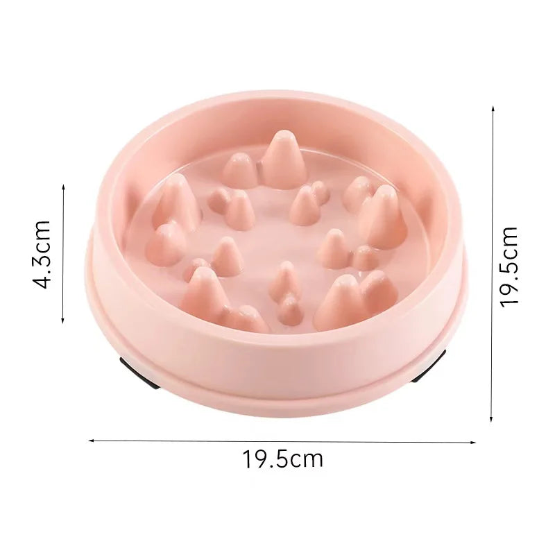Pet supplies Cat Dog Slow Food Bowl Fat Help Healthy Round Anti-choking Thickened And Non-slip Multiple Colors Shapes