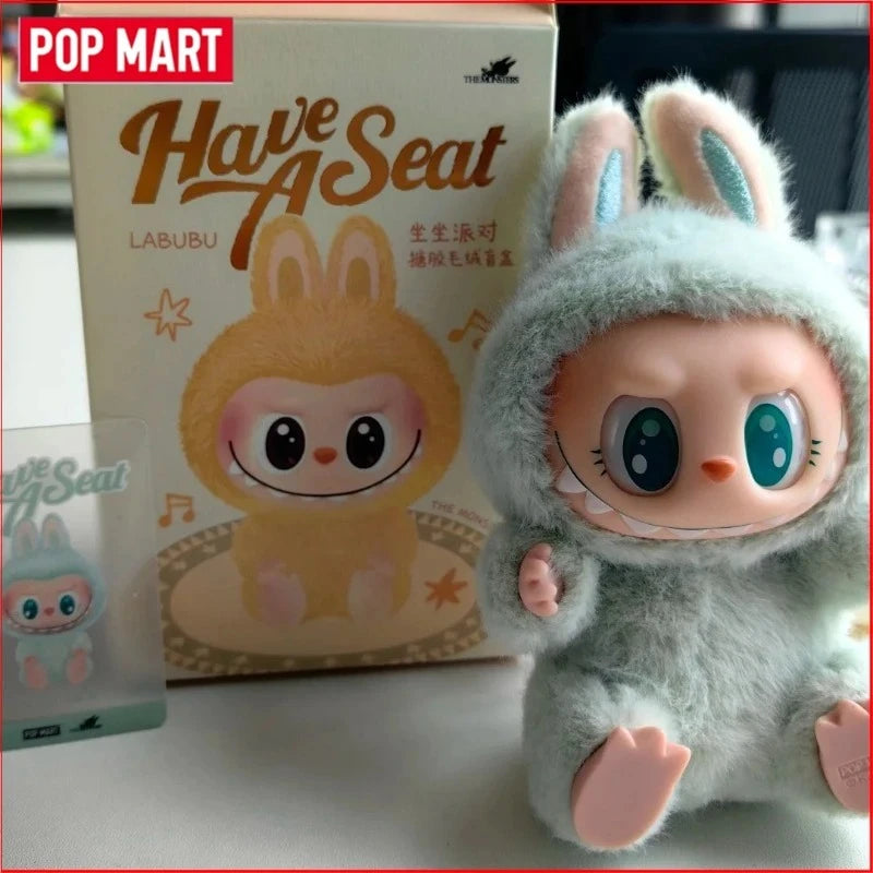 POP MART LABUBU  THE MONSTERS × Sanrio Characters Macaron  Front High Energy Have A Seat Cola Series Vinyl Plush Blind Box
