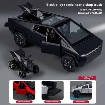 1:36 Cybertruck Toys Off Road Vehicle Die Cast Model Car Beach Motorcycle Hobby Collectible Birthday Gift For Boy