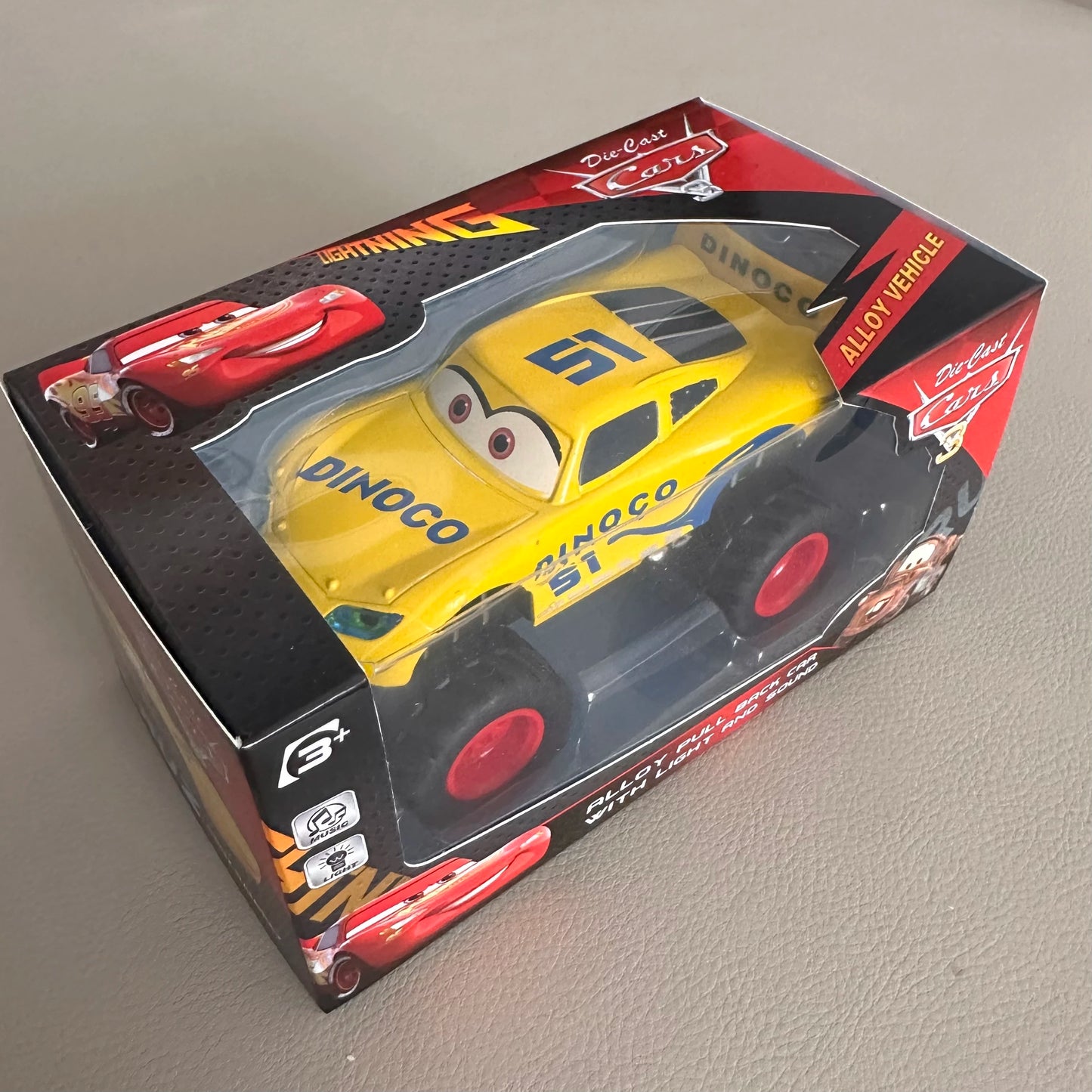 Pixar Cars Arrival Pull-Back Car with Sound & Light Lightning McQueen & Cruz Ramirez Black Storm High-Leg Vehicle For Kids Gift