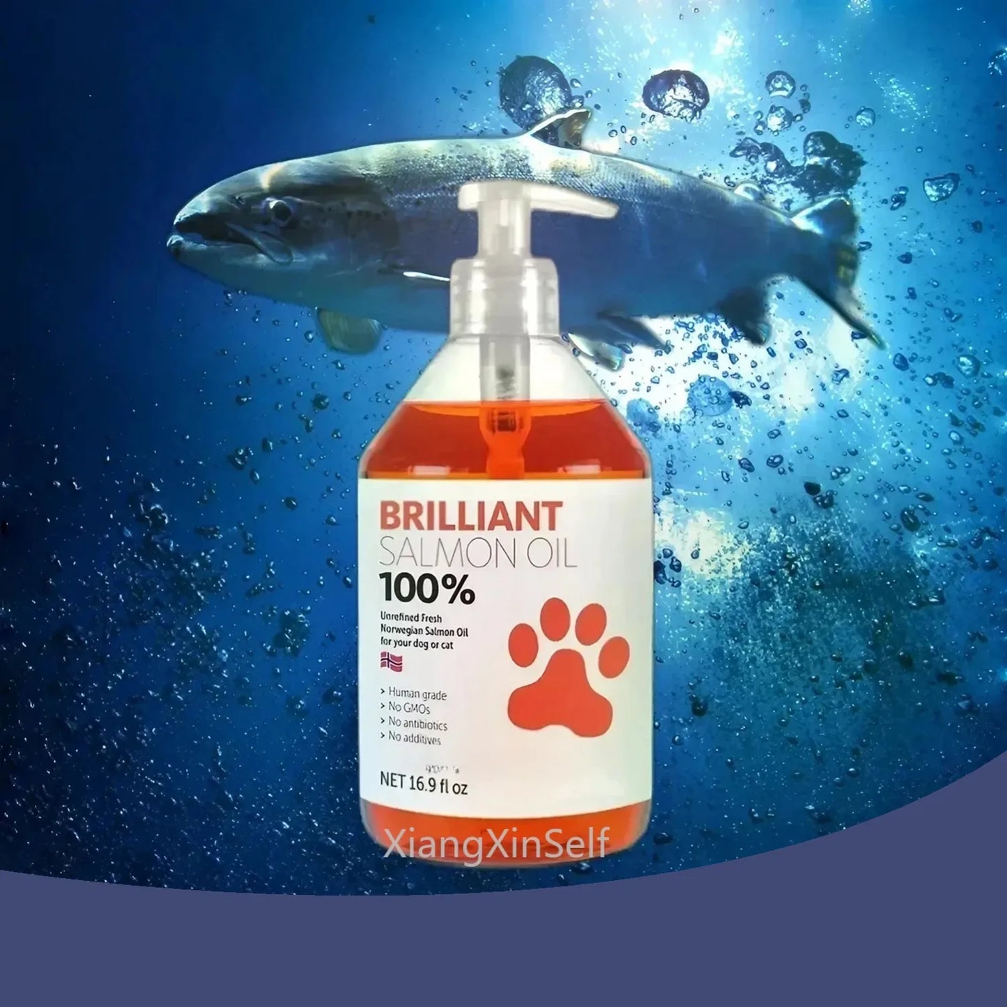 16.9 fl oz 500ML Salmon Fish Oil for Pets, 21 Omega Fatty Acids, Natural Nutritional Supplement for Dogs and Cats