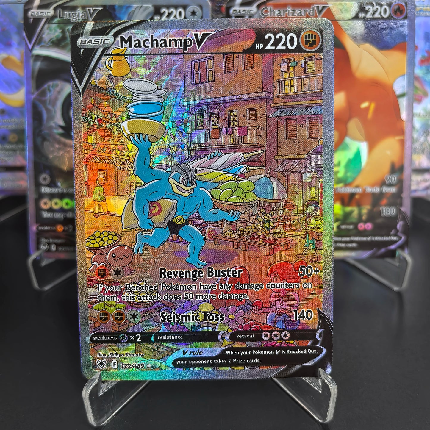 DIY PTCG Pokemon Collection Cards Charizard Rayquaza Lugia Giratina V  Self Made Cards Classic Game Anime Cards Gift Toys